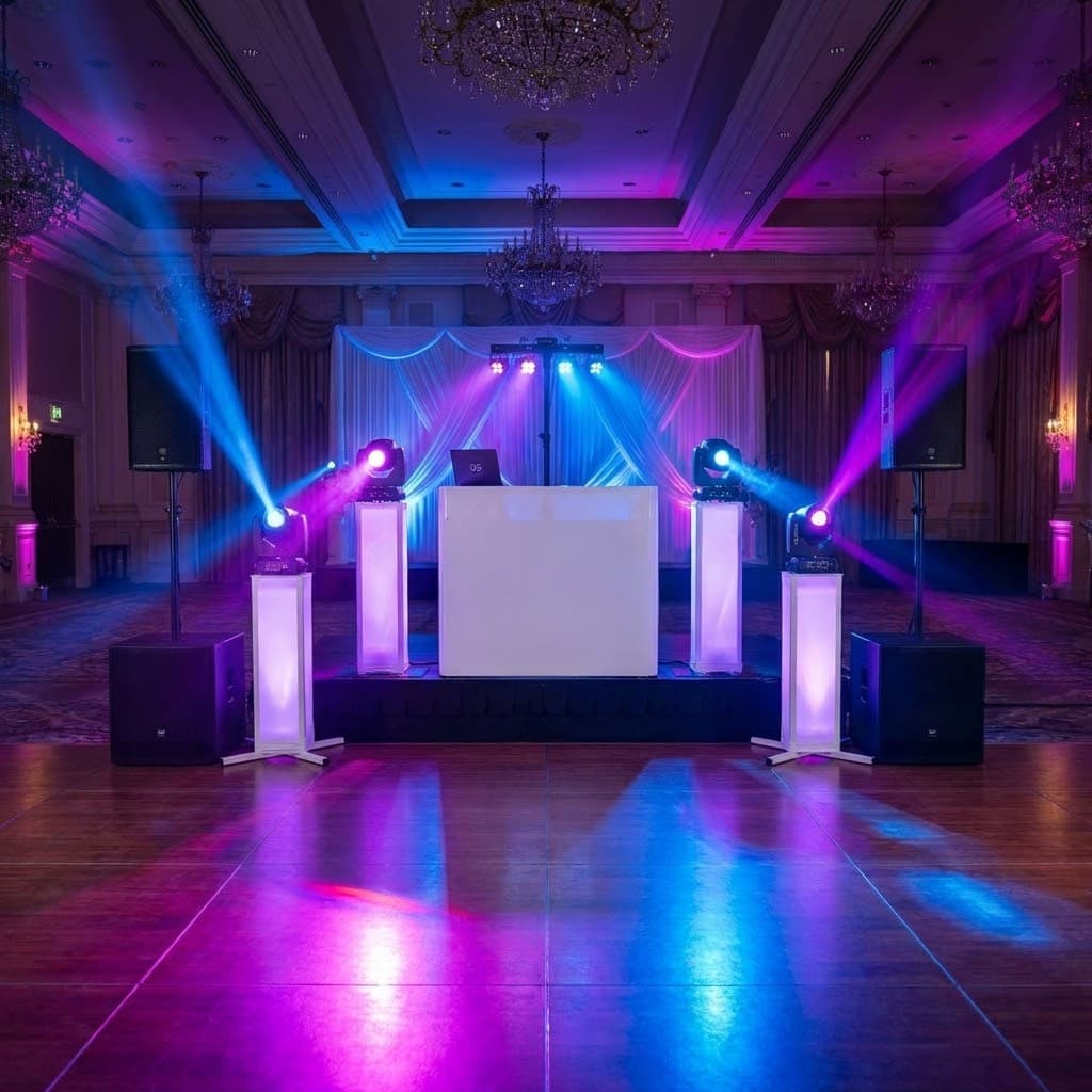 Lichtsetup mit beleuchteter Tanzfläche